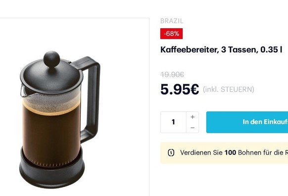Kleiner Kaffeebereiter von Bodum zum Preis von 5,95 EUR