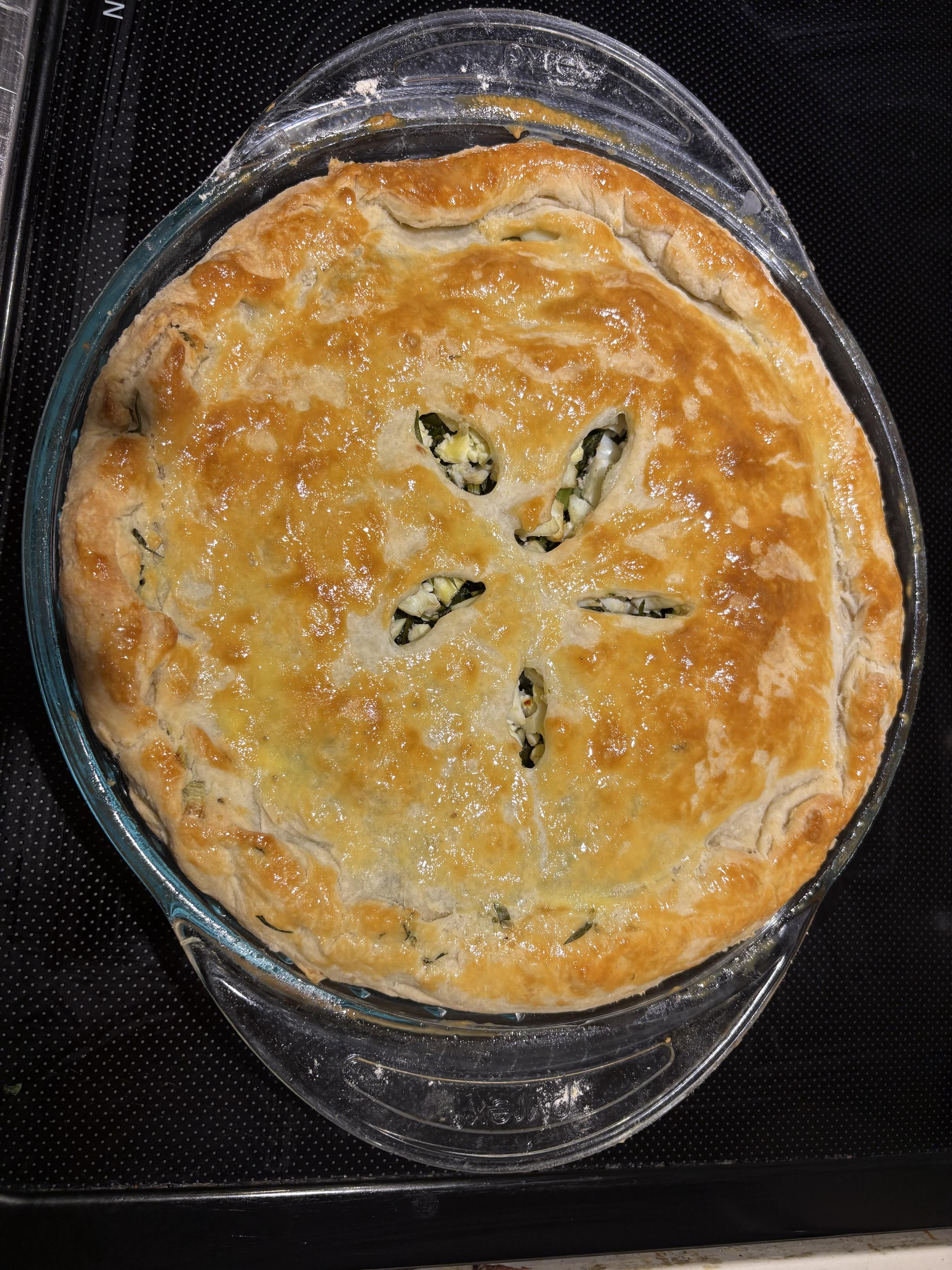 A round golden pie